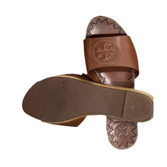 Tory Burch Brown Leather Slide Wooden Sandal Size 7 - Picture 3 of 4